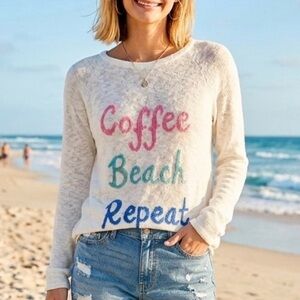 NWT Lily Pulitzer Coffee Beach Repeat Graphic Sweater